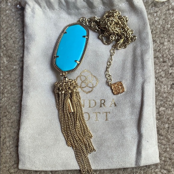 Kendra Scott Turquoise Blue Rayne Tassel Necklace